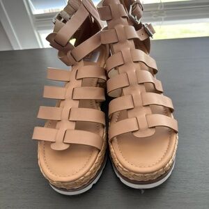 DV by Dolce Vita Tan Woven-Strap Platform Sandals